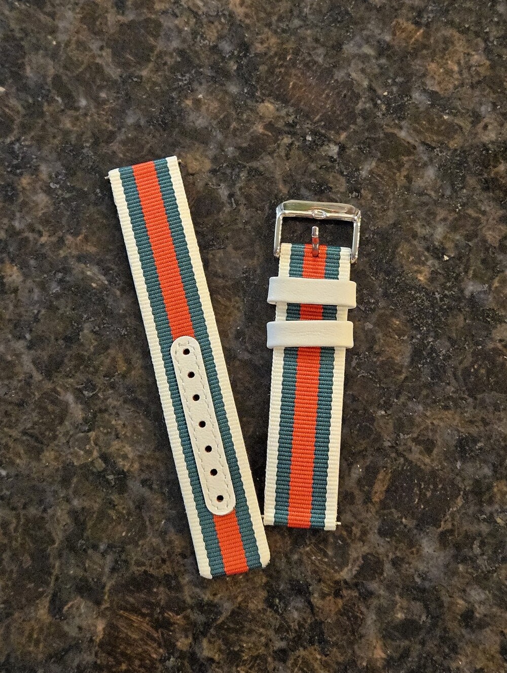 Striped Nylon Watch Strap in Red, Green, White - Unbranded